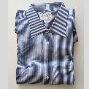 J. P. Tilford Navy / White Striped Men's Dress Shirt SZ 17.5- 35